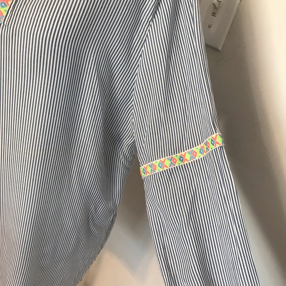 Pink Rose Vintage Striped Embroidered Tunic NWT - Picture 3 of 6